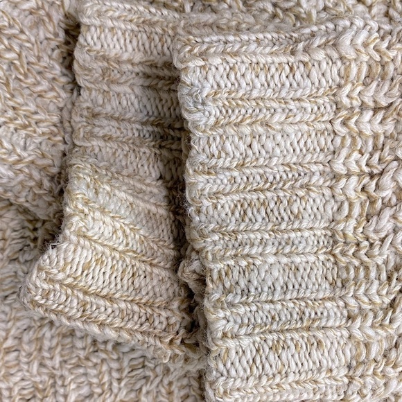 Vintage Hand Knit Ecru Shawl Collar Full Zip Cardigan Sweater L - Picture 10 of 14